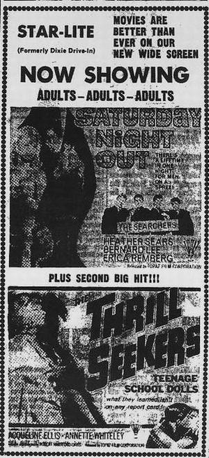 Dixie Drive-In Theatre - Old Ad As Starlite From Ron Gross (newer photo)